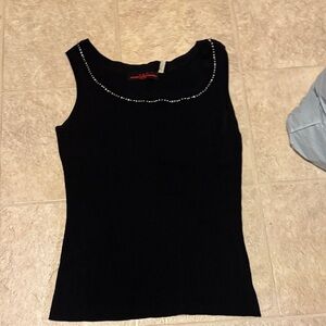 Chic Black Sleeveless Tank Top with Embellishments